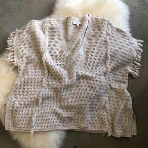 Madewell Nude Fringe Short Sleeve Sweater